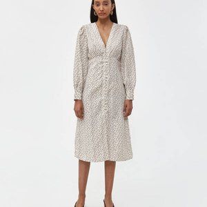 Stelen Floral Print Deep V Neck Midi Dress